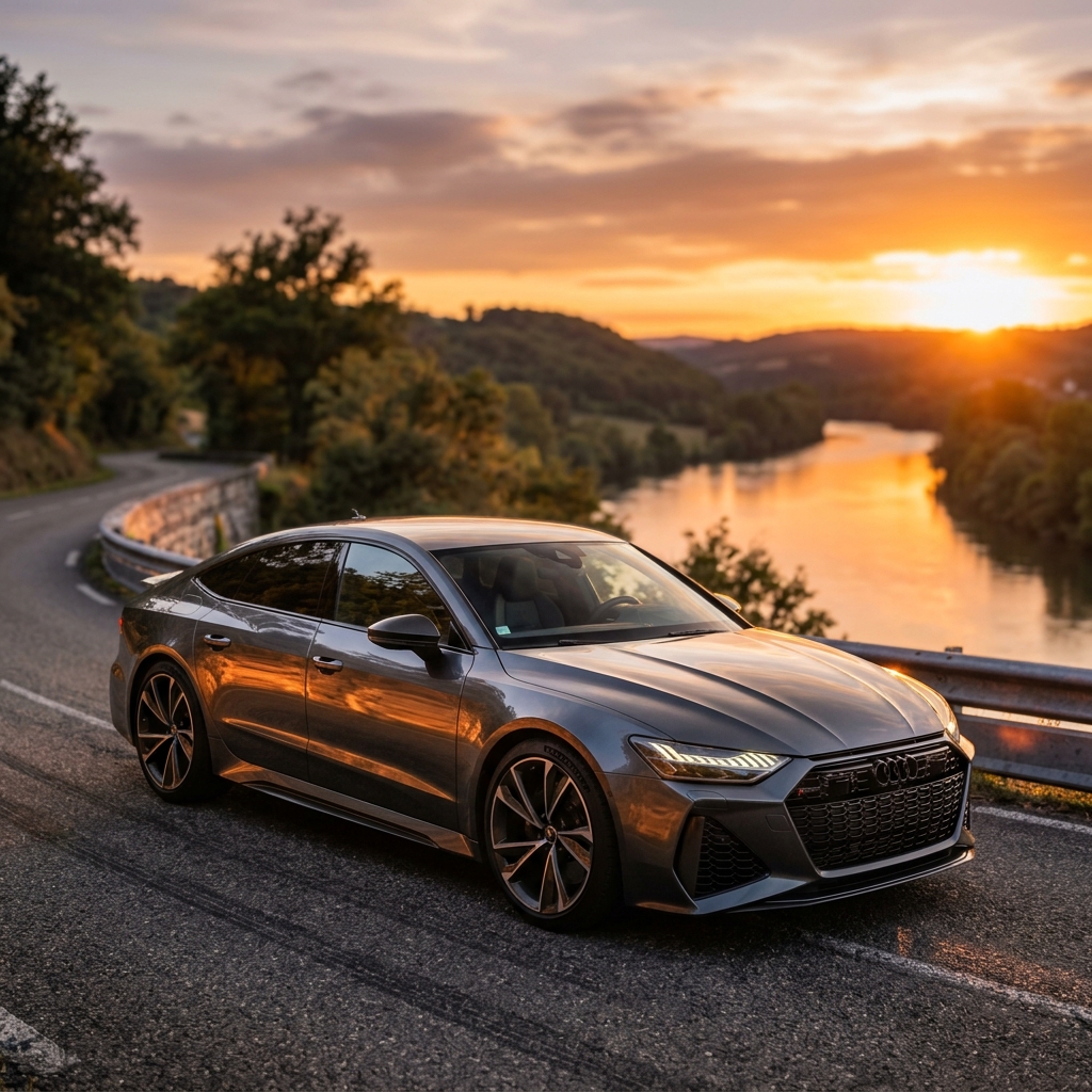 Auto deportivo premium al atardecer en Marino Motors